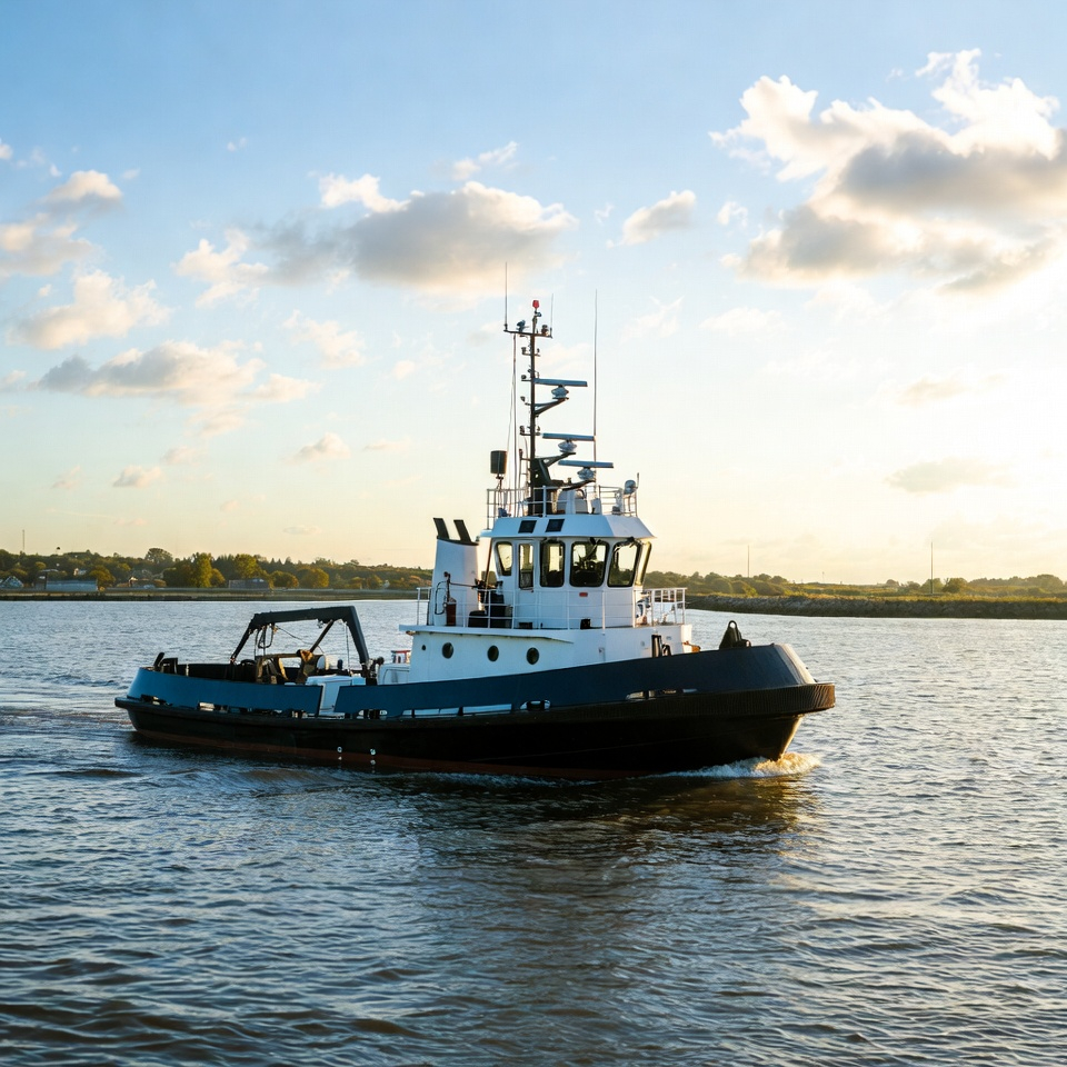 Barco de apoio portuário em operação