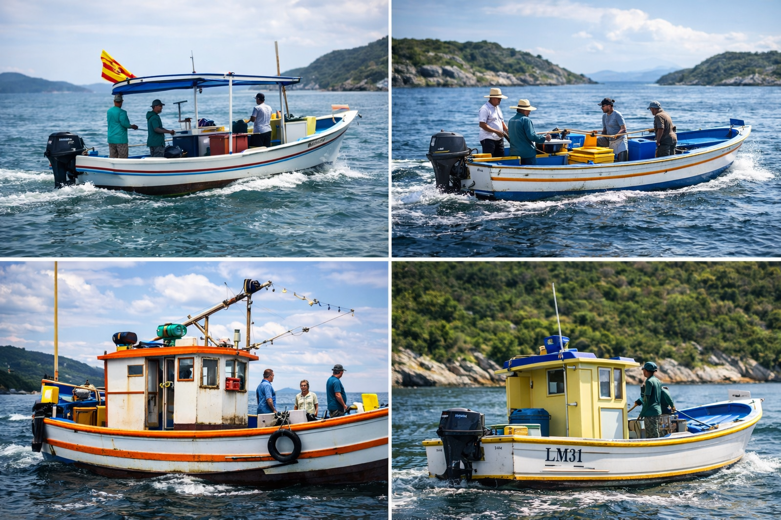 Pescador artesanal em seu barco